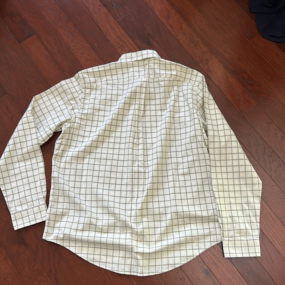 Eddie Bauer Relaxed Fit Button down Shirt XL 100% cotton cream checker - Picture 7 of 8